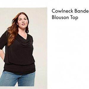 Lane Bryant Black Cowlneck Blouson Top New no tags never used.